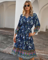 Bohemian Holiday Style Print Dress
