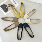 Soft Bottom Square Head Knitted Shoes