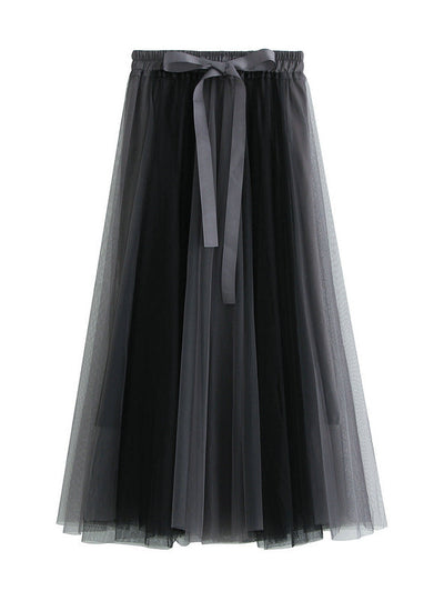 Women Spliced Gauze Skirt