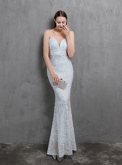 Sexy Long Style Straps Sequins Party Dress
