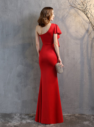 One Shoulder Split Prom Dress