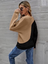 Crew Neck Bottoming Shirt Contrast Color Sweater
