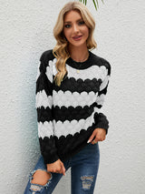 Turtleneck Striped Color Matching Sweater