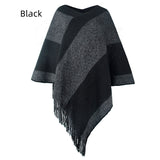 Striped Colored Cloak Tassel Knitted Scarf Shawl