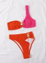 Color Wavy Split Bathing Suit Bikini