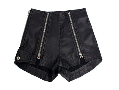 Black PU Leather Pants Shorts