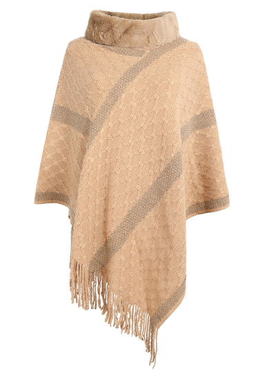 Women's Cape Fur Collar Tassel Coat