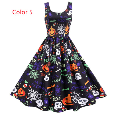 Halloween Sleeveless Party Print Dress