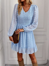 V-neck Long Sleeve Casual Dress