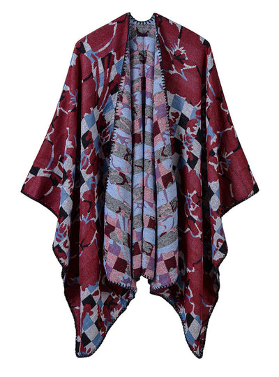 Mosaic Pattern Cashmere Shawl Cape Both Positive Negative