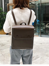 Retro-style Solid Color PU Backpack