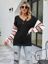 Loose Pullover Stitching Contrast Sweater