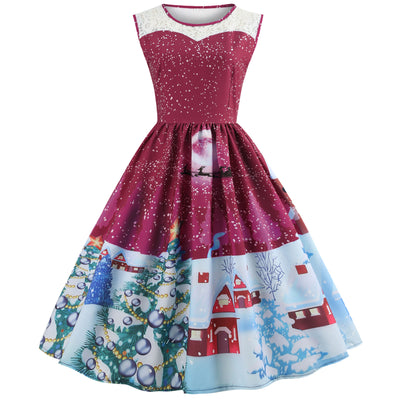 Christmas Printing Slim Dress