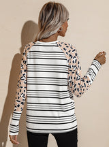 Striped Round Neck Loose Blouse T-shirt