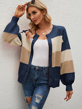 Loose Striped Color Matching Coat Knitted Cardigan