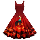 Halloween Sleeveless Fashion Print Dress