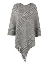 Striped Cape Fringed Shawl
