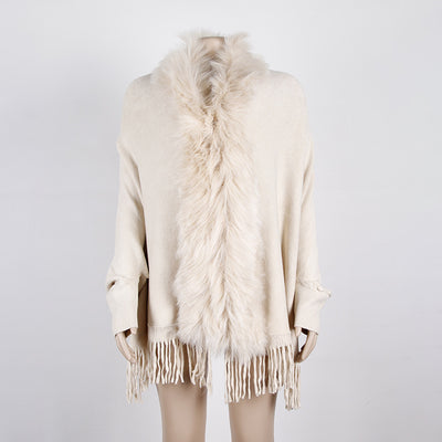 Fringed Cape Shawl Cape Cardigan Sweater