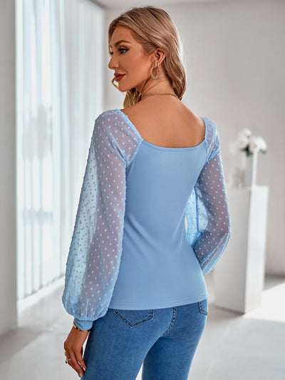 Casual Knotted V-neck Slim Knit Top