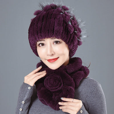Rex Fur Hat Winter Scarf Collar Suit