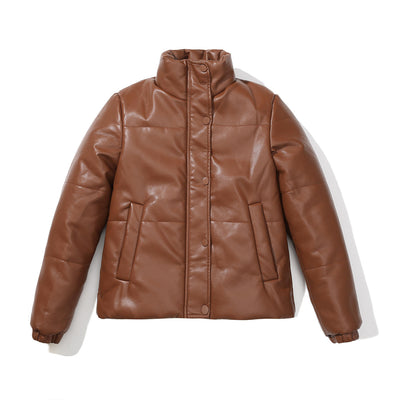 Short Leather Coat Padded Cotton Coat