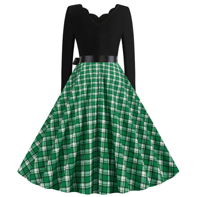 Christmas Long Sleeve Plaid Dress