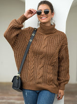 High Neck Thick Twist Turtleneck Sweater