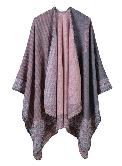 Ladies Fall And Winter Striped Small Diamond Shawl