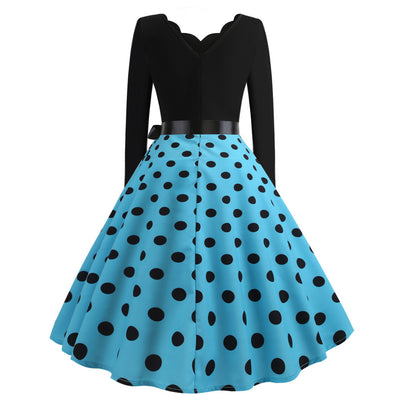 V-neck Long Sleeve Printed Dress