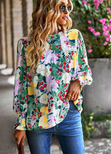 Women Floral Long Sleeve Top Shirt