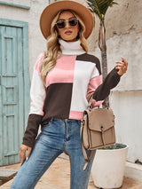 Loose Lapel Stitching Contrast Sweater