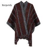 Color Check Lady Tassel Cloak Scarf