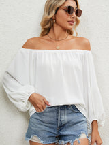 Off the Shoulder Solid Color Chiffon Top
