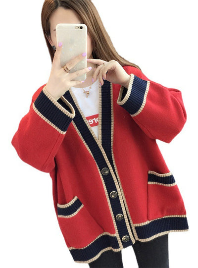 Women's Cardigan Knitted Korean Stripe Wool Sweater