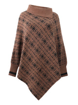 Contrasting Color Side Lapel Cape Shawl