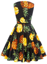 Black Vintage Dress Pineapple Flower 1950‘s Dress