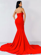 Solid Color Wrapped Party Evening Dress