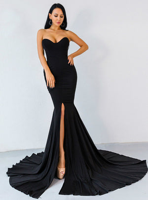 Solid Color Wrapped Party Evening Dress
