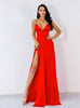 Deep V Sling Split Red Christmas Party Elegant Dress