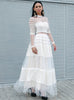 Perspective Stitching Long Sleeve Lace Gauze Wave Point Dress