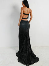 Long Mop Dress Matching Chest Shoulder-exposed Sequins