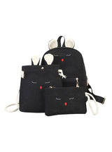 3pcs/set Linen Rabbit Backpack with Ear Women Soft 