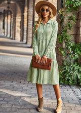 Plaid Casual Swing Long Sleeve Dress