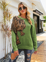 Loose Pullover Tiger Pattern Sweater