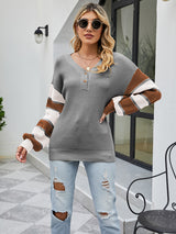 Loose Pullover Stitching Contrast Sweater