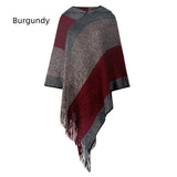 Color Matching Striped Hooded Cape Pullover Knitted Shawl