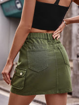 Elastic Waist Casual Denim Skirt