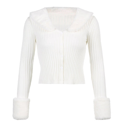Thin Furry Knitted Cardigan Sweater Women