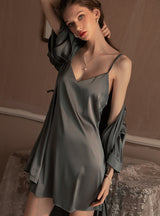 Sexy Deep V Pajamas Ice Silk Suspender Dress