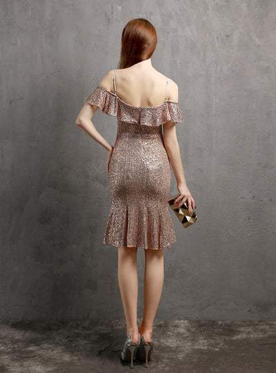 Sheath Sequins Straps Party Dress